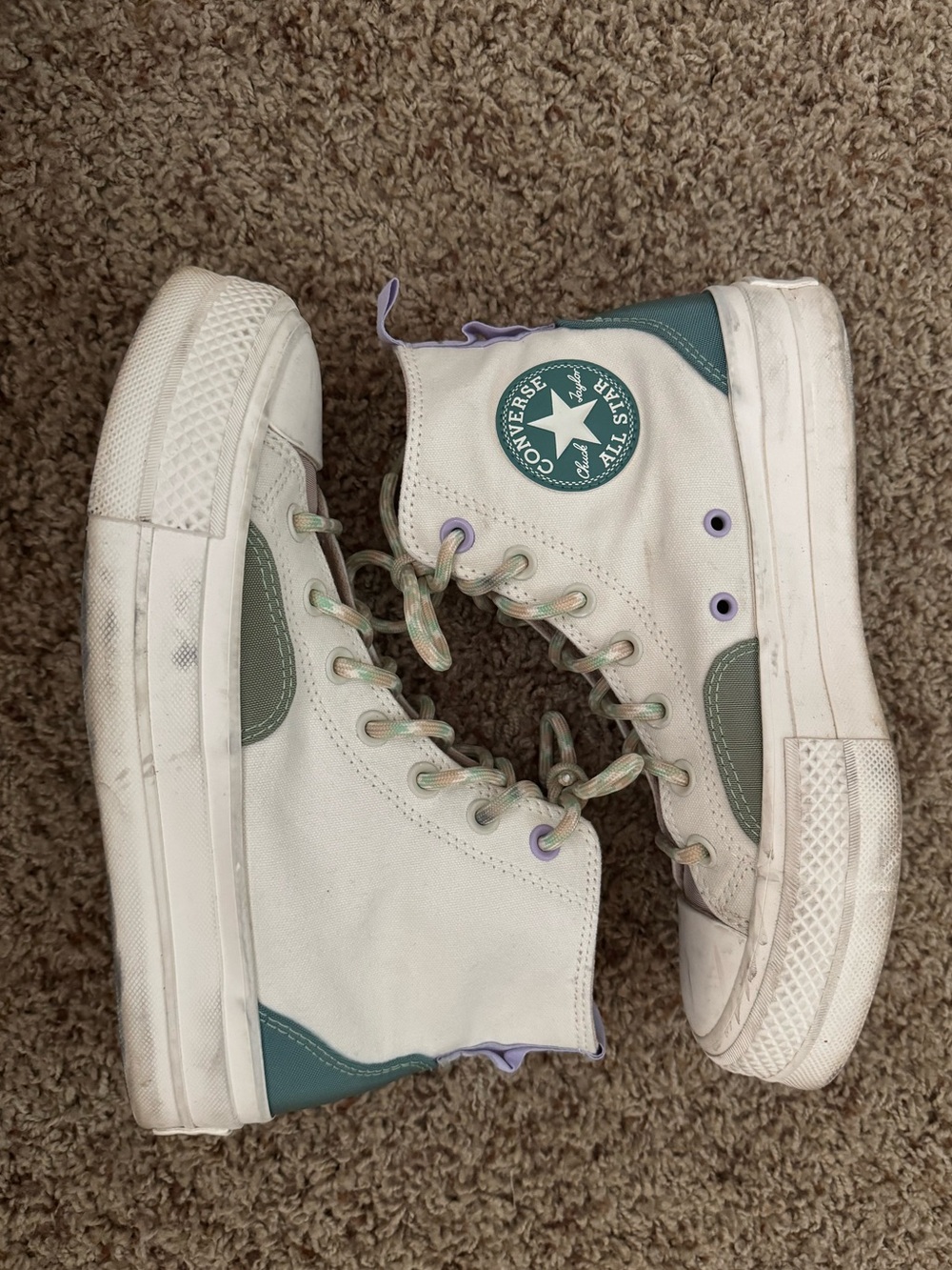 Converse High-Top Platform Sneakers with Teal Accents